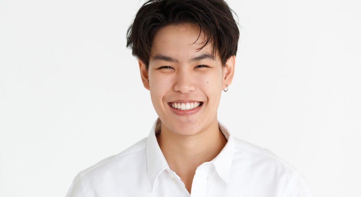 Palos Verdes Transgender Services model wearing a white shirt